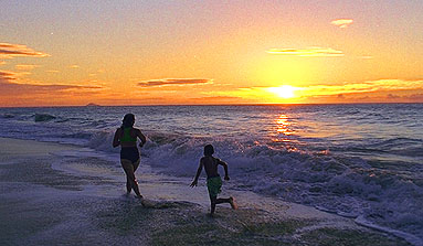 Nate
and Mom running on the edge of the western Pacific shores