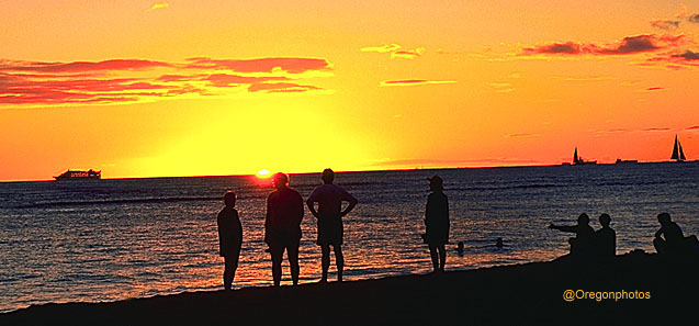 Waikiki! Waters close to 80 degrees, great sands, romantic boats and beautiful bodies everywhere, this must be Paradise