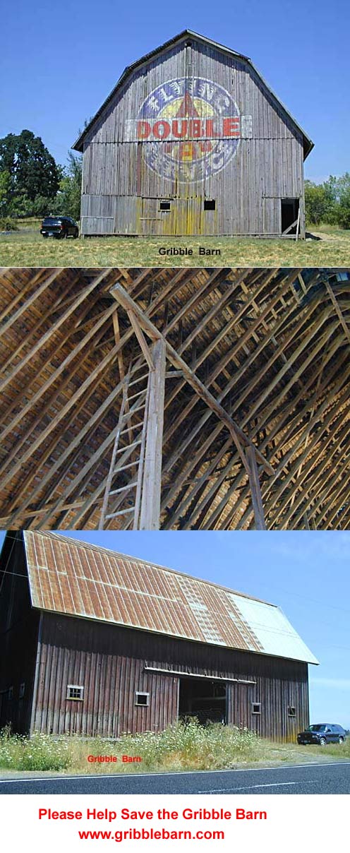 The Gribble barn is located on former Gribble pioneer homesteading land near Canby, Oregon and faces destruction soon unless people come forward to help save it