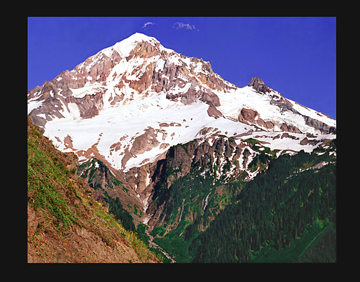 Shown is the
side of Mt. Hood which Portlanders actually see from Portland itself