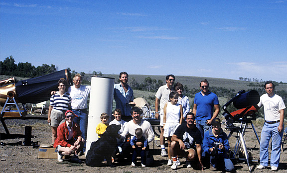 OSP 1988 with Chuck and Judy, Candace Pratt,
John Buting, Bruce Swayze, John Angell, Steve Nehl and family, Steve Hess and children, Craig Stott
on the far right, and space artist John Foster