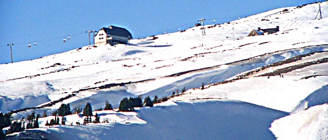 Silcox Hut, the bottom of Palmer 
Ice field lift, and the top of the Magic Mile chairlift from White River Canyon