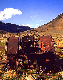 At the foot of Wildhorse Canyon in Harney County's Steens Mountain lies this beautiful iron tractor, burnished to a wonderful patina by the desert sun